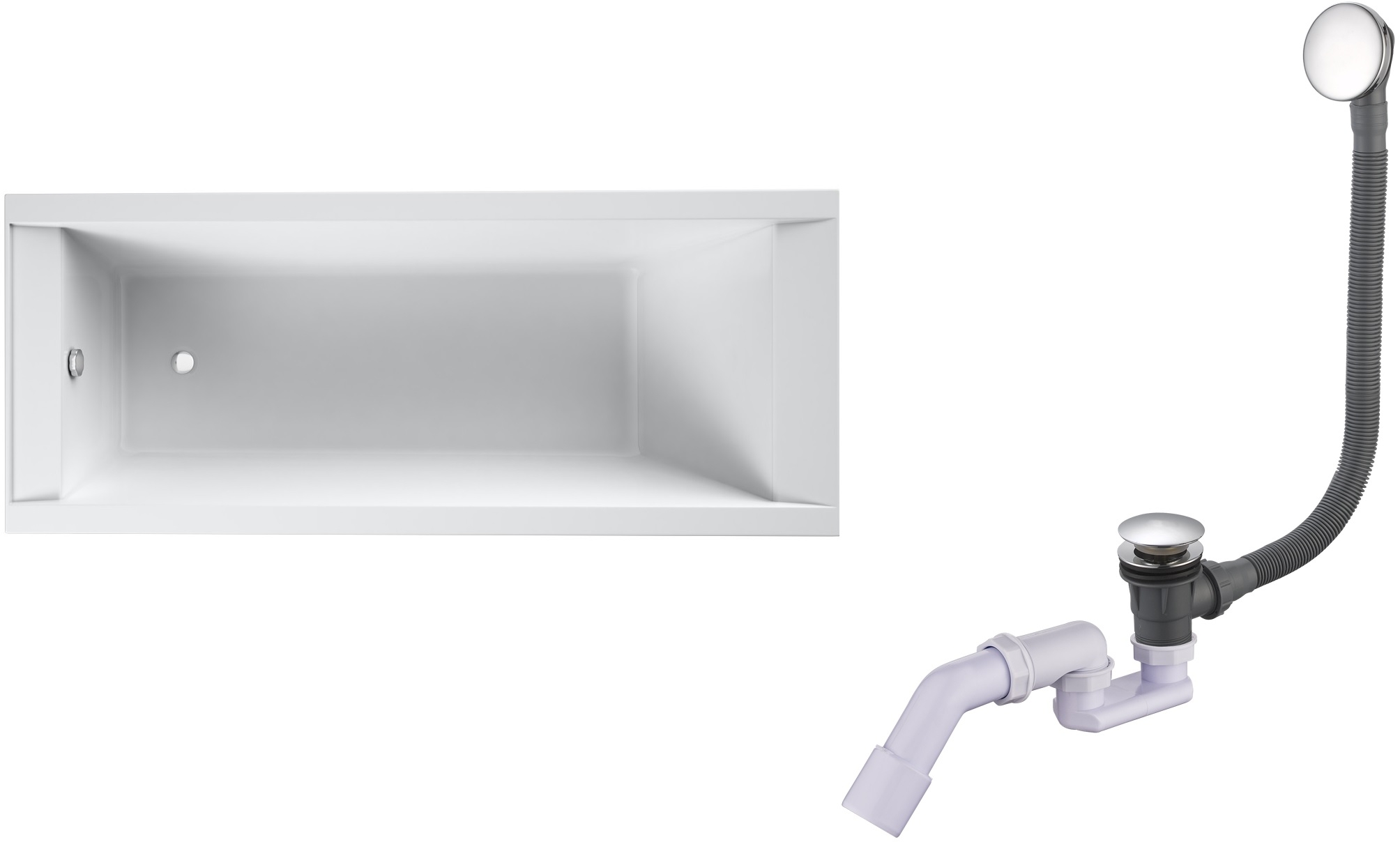 Set Rechteckige Badewanne Oltens Langfoss 10005000, Badewannensiphon Oltens Fusa 03002100