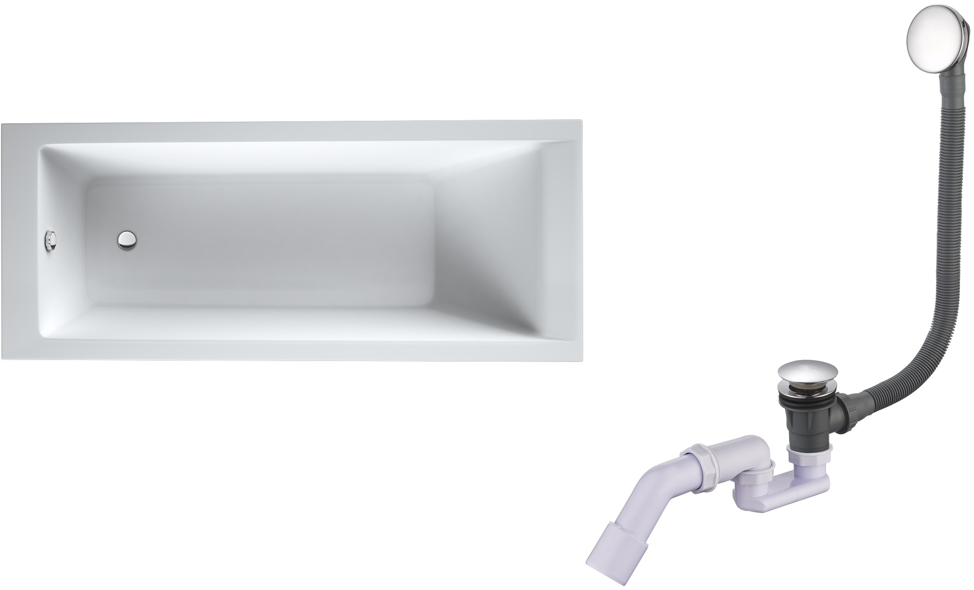 Set Rechteckige Badewanne Oltens Langfoss 10004000, Badewannensiphon Oltens Fusa 03002100