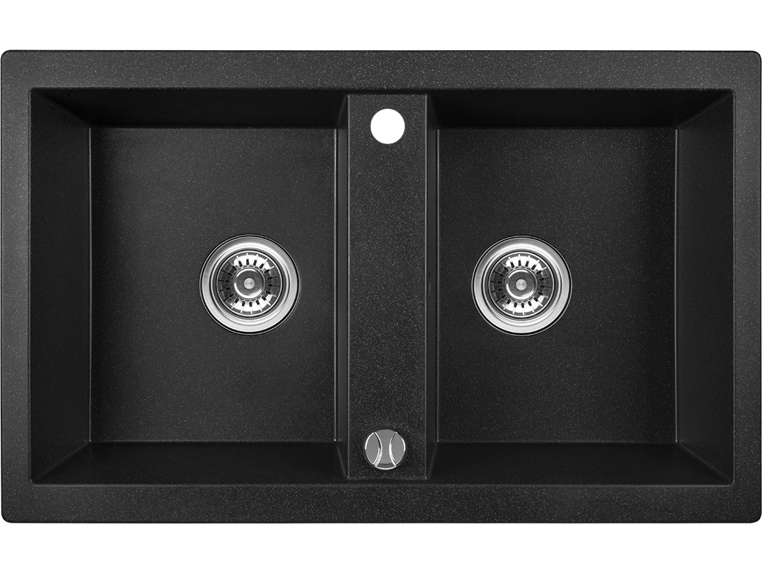 Laveo Barbados Granitspüle 78x48 cm schwarz SBB720T