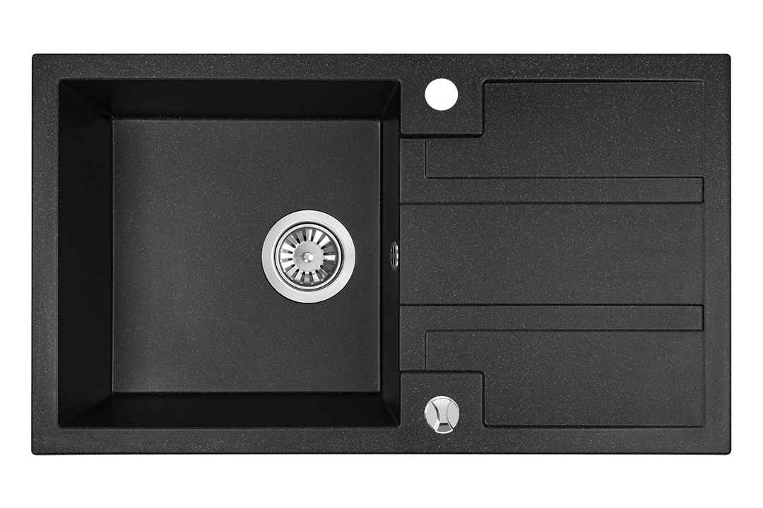 Laveo Barbados Granitspüle 76x44 cm schwarz SBB711T