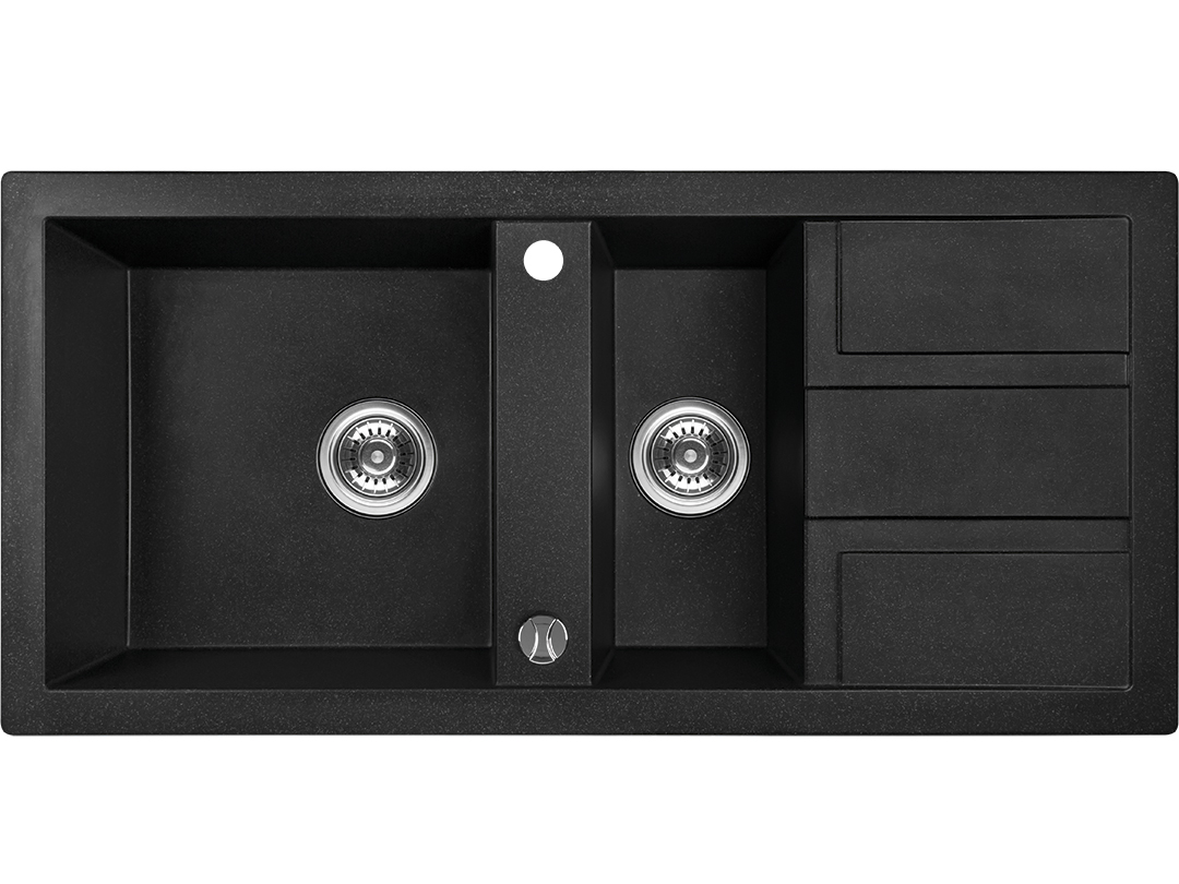 Laveo Barbados granitspüle 100x48 cm schwarz SBB731T