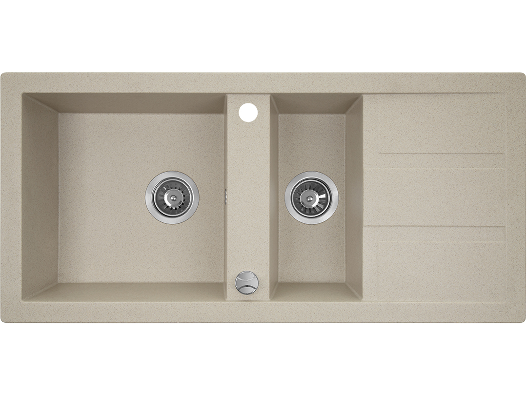 Laveo Barbados granitspüle 100x48 cm beige SBB431T