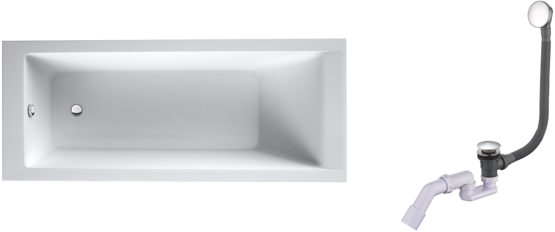 Set Rechteckige Badewanne Oltens Langfoss 10002000, Badewannensiphon Oltens Fusa 03002100