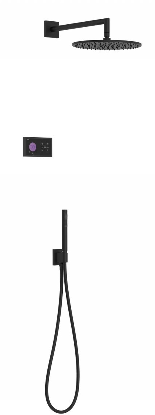 Tres Shower Technology Duschset Unterputz mit Thermostat mit Regenbrause schwarz 092.885.58.NM