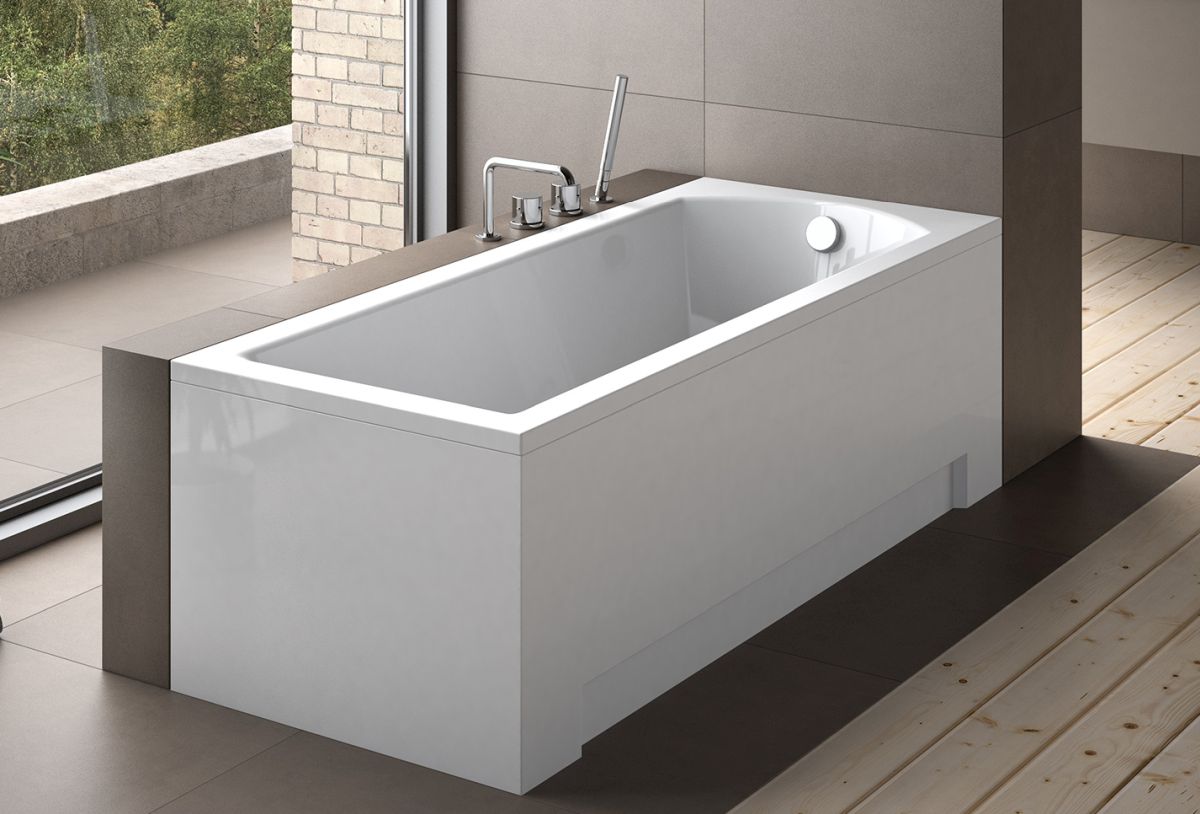 Set Rechteckige Badewanne Besco Shea #WAS-150-PK, Badewannenverkleidung Besco #OAP-150-UNI