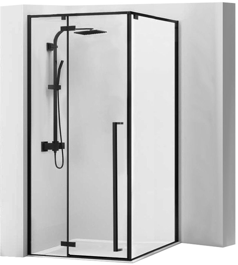 Rea Fargo Dusche 90x90 cm quadratisch schwarz seidenmatt/durchsichtiges Glas REA-K6318