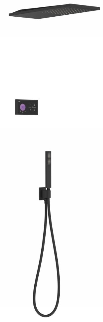 Tres Shower Technology Duschset Unterputz mit Thermostat mit Regenbrause schwarz 092.885.51.NM