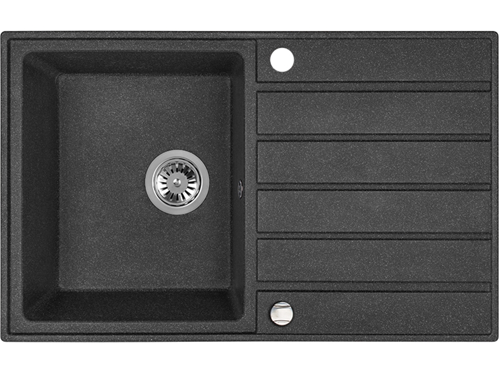 Laveo Margarita granitspüle 79x49 cm schwarz SBM711T