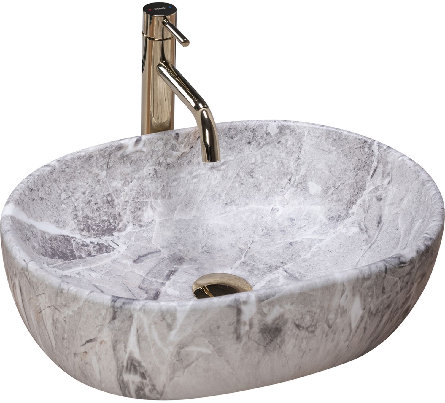 Rea Lara Waschbecken 48.5x35 cm oval Aufsatzwaschbecken grauer Stein REA-U9888