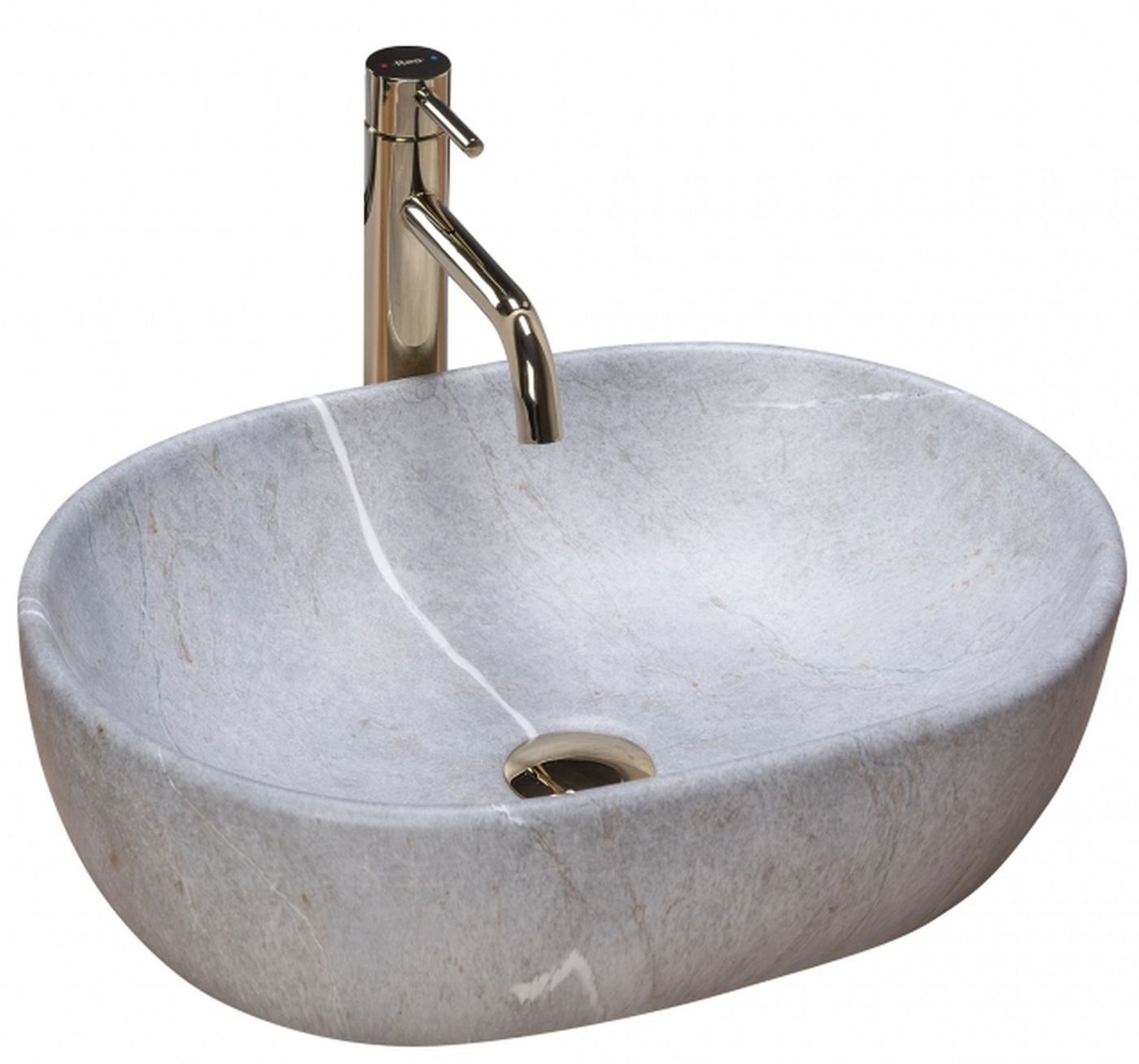 Rea Lara Waschbecken 48.5x35 cm oval Aufsatzwaschbecken grauer Stein REA-U9889