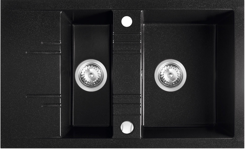 Ferro Mezzo II granitspüle 79x48 cm grau/graphit/onyx DRGM3/48/79BA