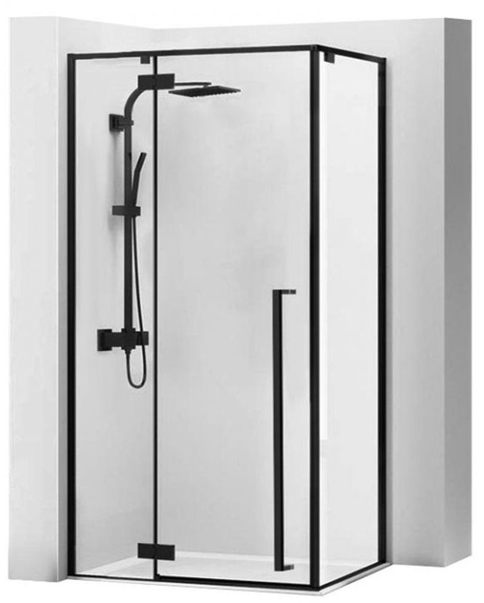 Rea Fargo Dusche 100x80 cm rechteckig schwarz seidenmatt/durchsichtiges Glas REA-K6950