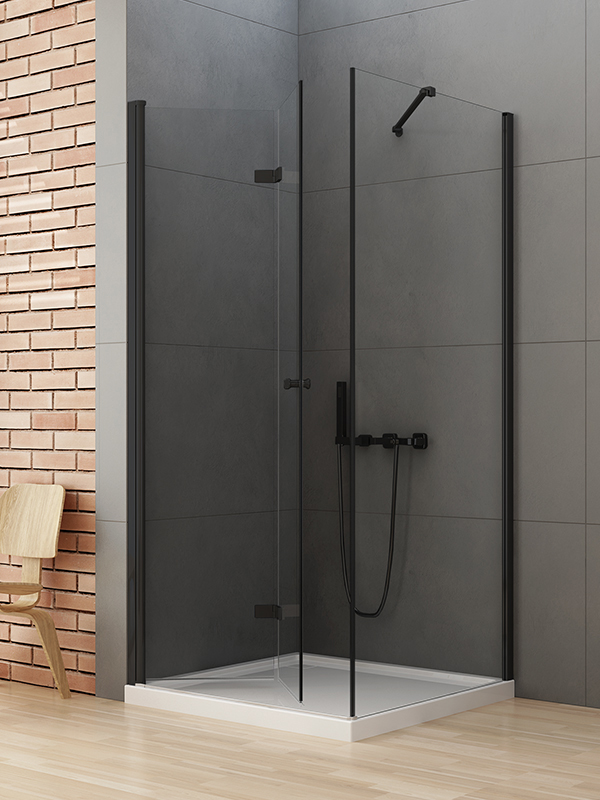 New Trendy New Soleo Black Dusche 90x90 cm quadratisch schwarz Matte/durchsichtiges Glas D-0235A/D-0115B