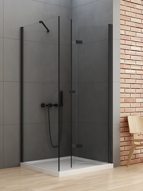 New Trendy New Soleo Black Dusche 90x90 cm quadratisch schwarz Matte/durchsichtiges Glas D-0239A/D-0115B