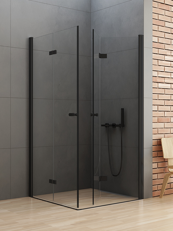 New Trendy New Soleo Black Dusche 90x90 cm quadratisch schwarz Matte/durchsichtiges Glas D-0235A/D-0239A