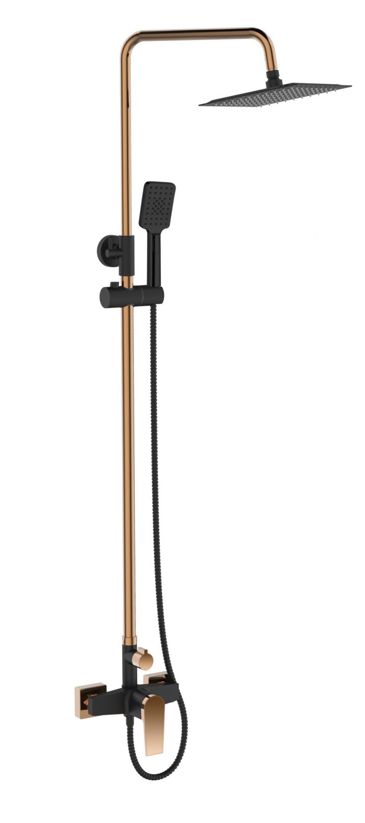 Invena Midnight Duschset Wandmontage mit Regenbrause schwarz-gold AU-35-D14