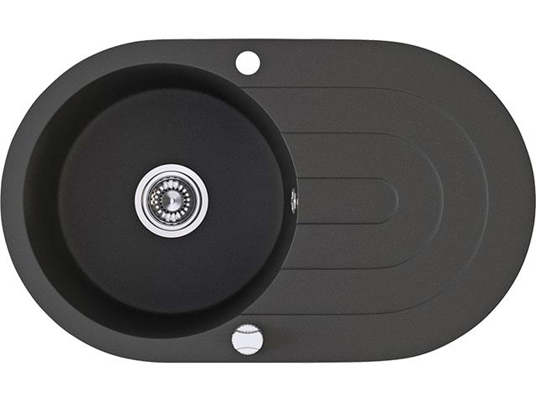 Laveo Dafne granitspüle 78x47 cm schwarz SBD781T