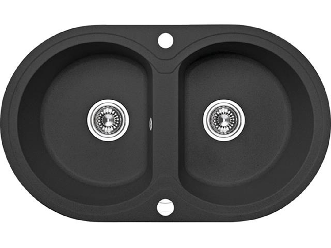 Laveo Dafne Granitspüle 78x47 cm schwarz SBD720T