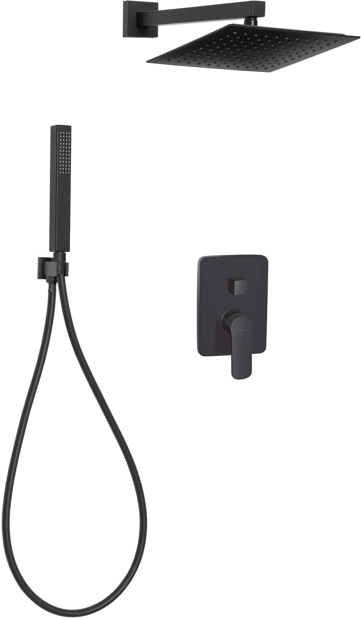 Invena Siros Duschset Unterputz mit Regenbrause schwarz BS-90-010