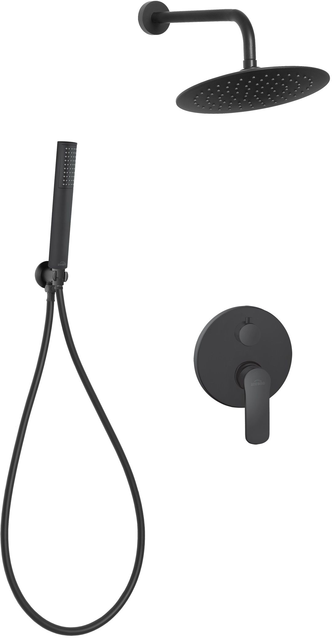 Invena Siros Duschset Unterputz mit Regenbrause schwarz BS-90-012