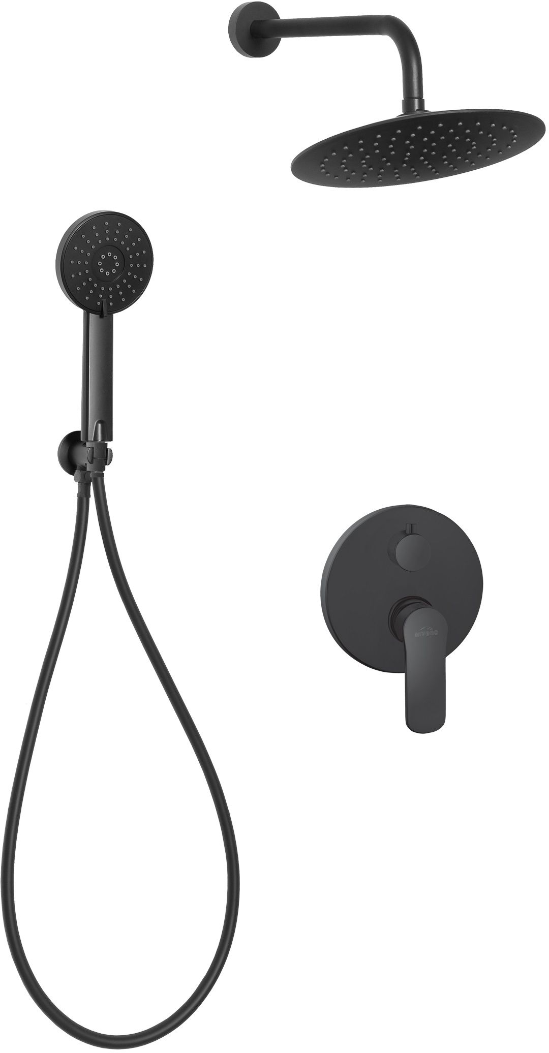 Invena Siros Duschset Unterputz mit Regenbrause schwarz BS-90-013