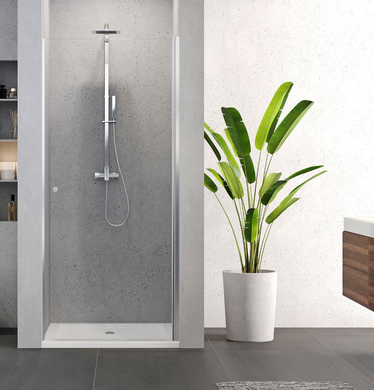 New Trendy Superia Duschtüren 90 cm aufklappbar chrom Glanz/durchsichtiges Glas D-0331A