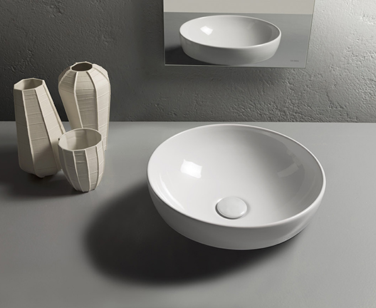 Globo T-Egde Waschbecken 37x37 cm rund Aufsatzwaschbecken weiß B6T38.BI