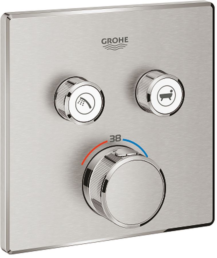 Grohe Grohtherm SmartControl Badewannen- und Duscharmatur Unterputz mit Thermostat SuperSteel 29124DC0