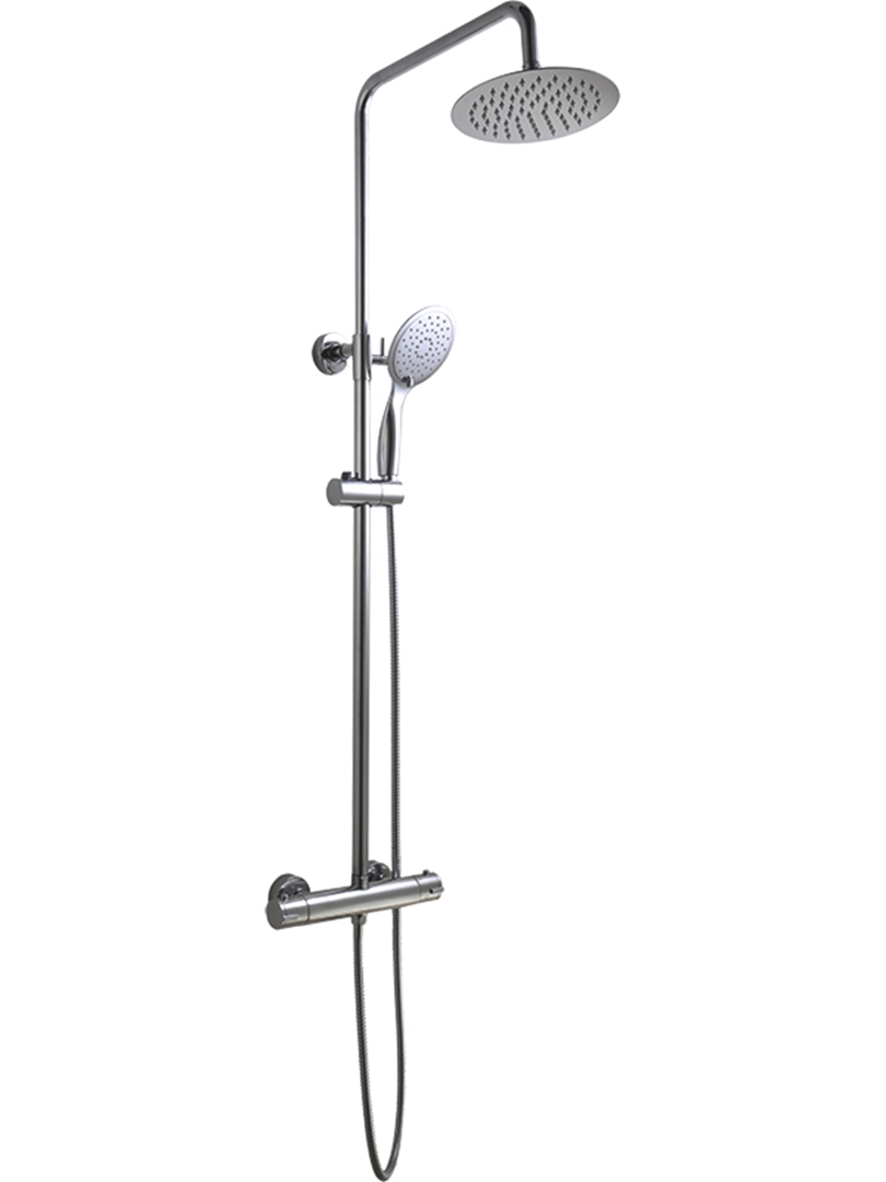 Laveo Fino Duschset Wandmontage mit Thermostat mit Regenbrause chrom PL220OB