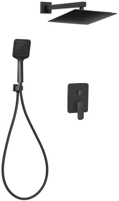 Invena Siros Duschset Unterputz mit Regenbrause schwarz BS-90-011