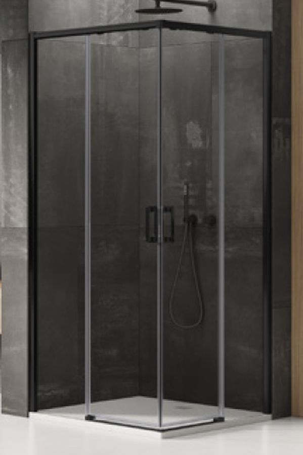 New Trendy Prime Black Dusche 80x80 cm quadratisch schwarz Matte/durchsichtiges Glas D-0312A/D-0313A