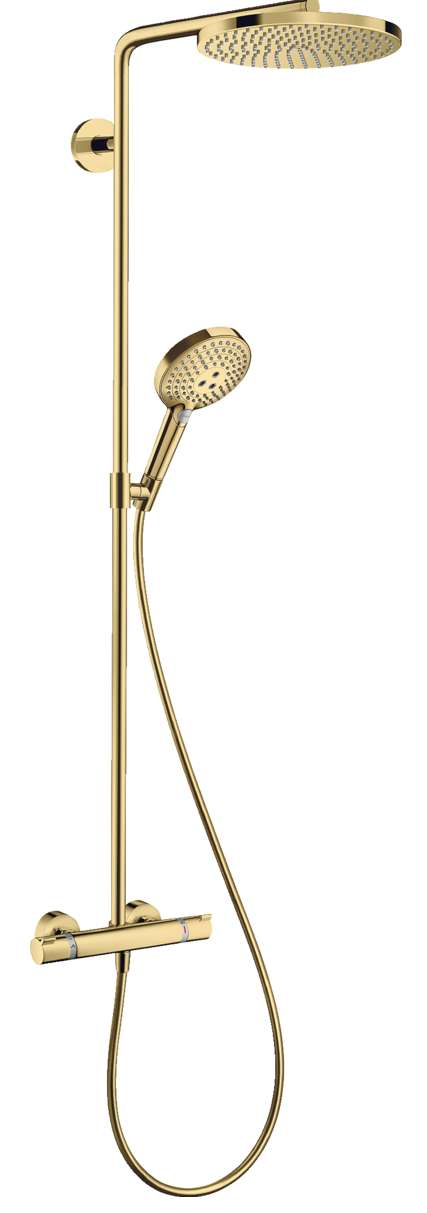 Hansgrohe Raindance Duschset Wandmontage mit Thermostat mit Regenbrause gold 27633990