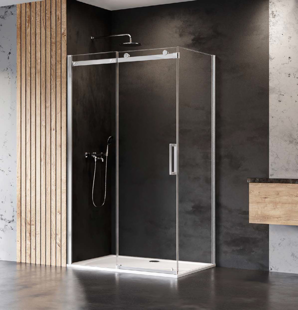 New Trendy Sling Dusche 120x80 cm rechteckig chrom Glanz/durchsichtiges Glas D-0181A/D-0100B