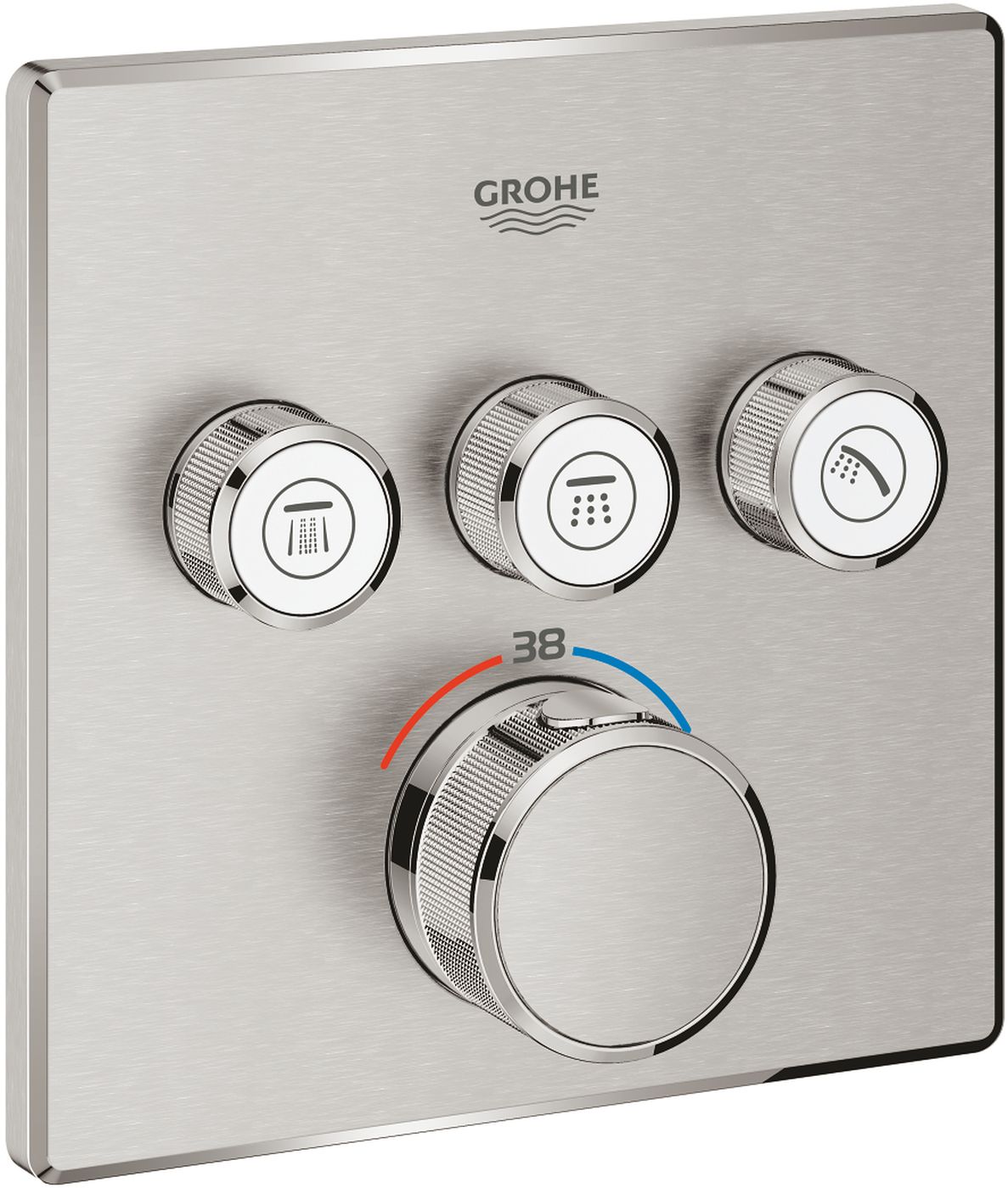 Grohe Grohtherm SmartControl Badewannen- und Duscharmatur Unterputz mit Thermostat SuperSteel 29126DC0