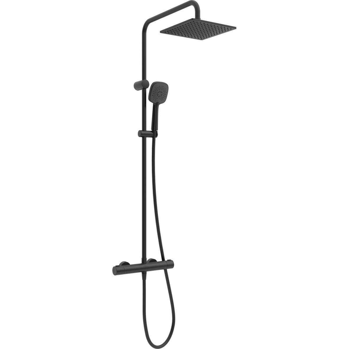 Oltens Atran Duschset Wandmontage mit Thermostat mit Regenbrause schwarze Matte 36501300