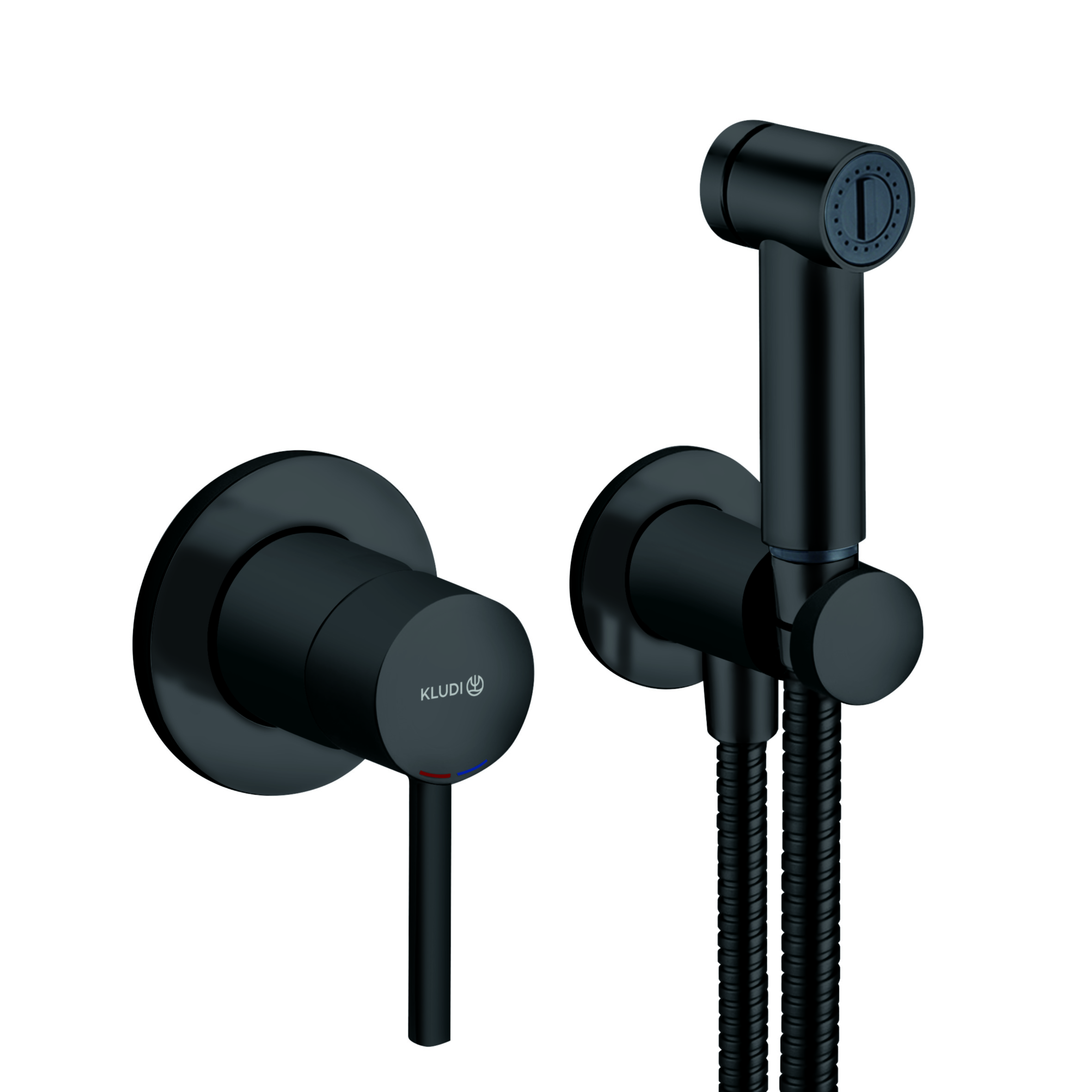 Kludi Bozz Bidetarmatur mit Duschset Unterputz schwarz 389983976