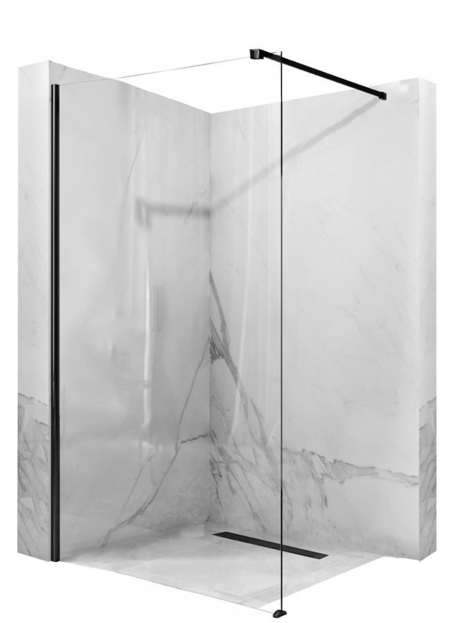 Rea Aero Duschwand 100 cm schwarz Matte/durchsichtiges Glas REA-K6596