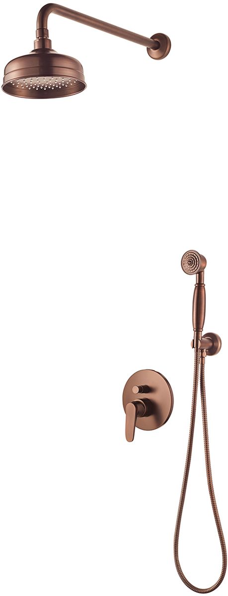 Omnires Art Deco Duschset Unterputz mit Regenbrause kupfer SYSAD28ORB