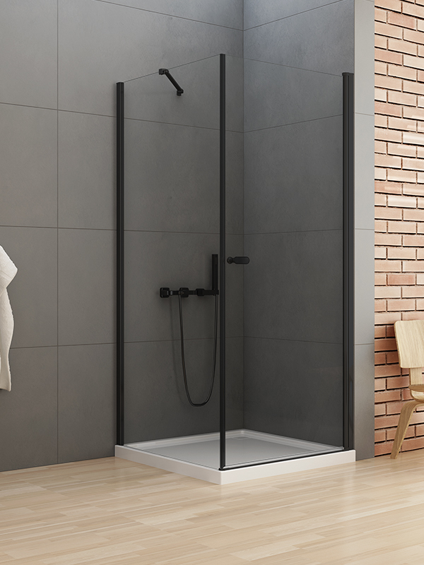 New Trendy New Soleo Black Dusche 90x70 cm rechteckig schwarz Matte/durchsichtiges Glas D-0229A/D-0115B