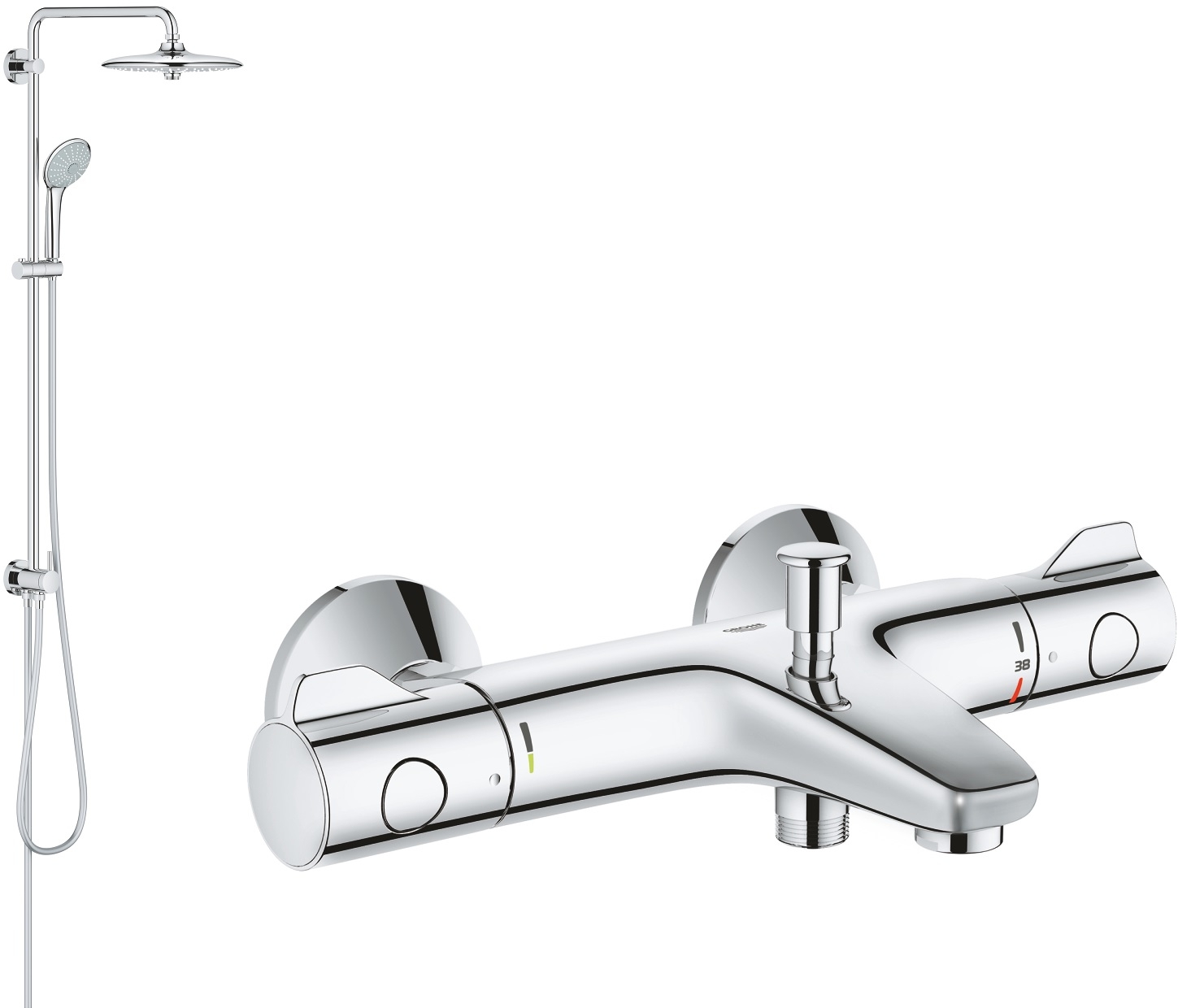 Set Duschset Grohe Euphoria 27421002, Badewannen- und Duscharmatur Grohe Grohtherm 800 34567000