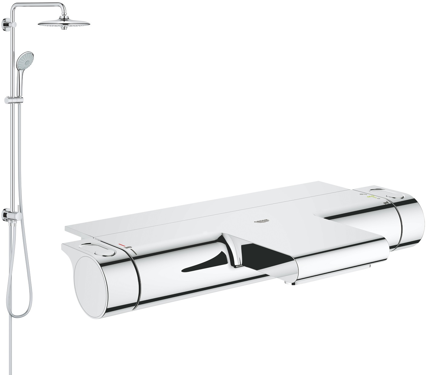 Set Duschset Grohe Euphoria 27421002, Badewannen- und Duscharmatur Grohe Grohtherm 2000 34464001