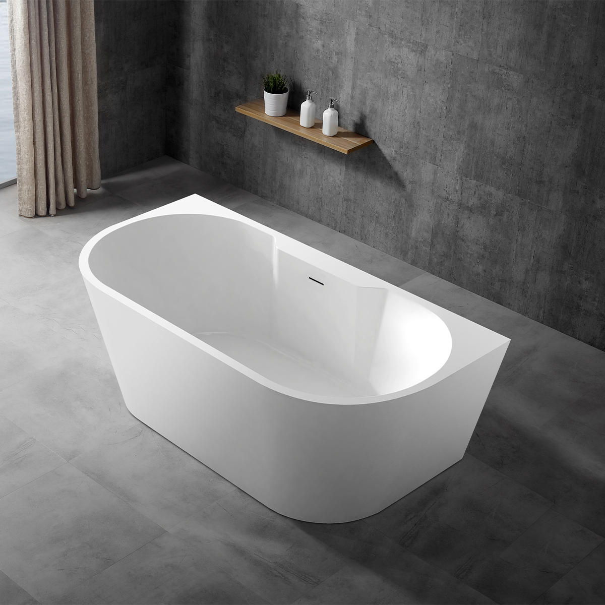 Hagser Greta Wandmontierte Badewanne 150x80 cm oval weiß HGR15000012