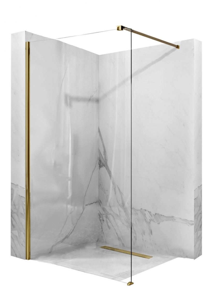 Rea Aero Duschwand 90 cm gold Glanz/durchsichtiges Glas REA-K8442