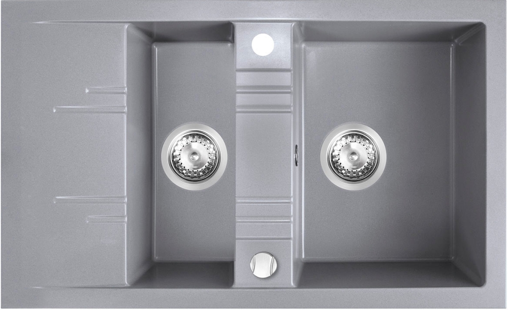 Ferro Mezzo II granitspüle 79x48 cm grau/graphit/onyx DRGM3/48/79GA