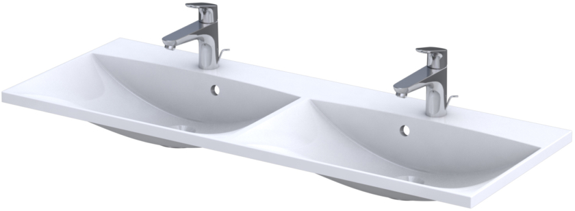 Oristo Amelia Waschbecken 120.2x46 cm rechteckig Möbel-Doppelt weiß UME-AM-120-92-D