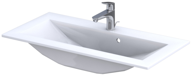 Oristo Silver Waschbecken 90x45 cm rechteckig Möbel weiß UME-SI-90-92