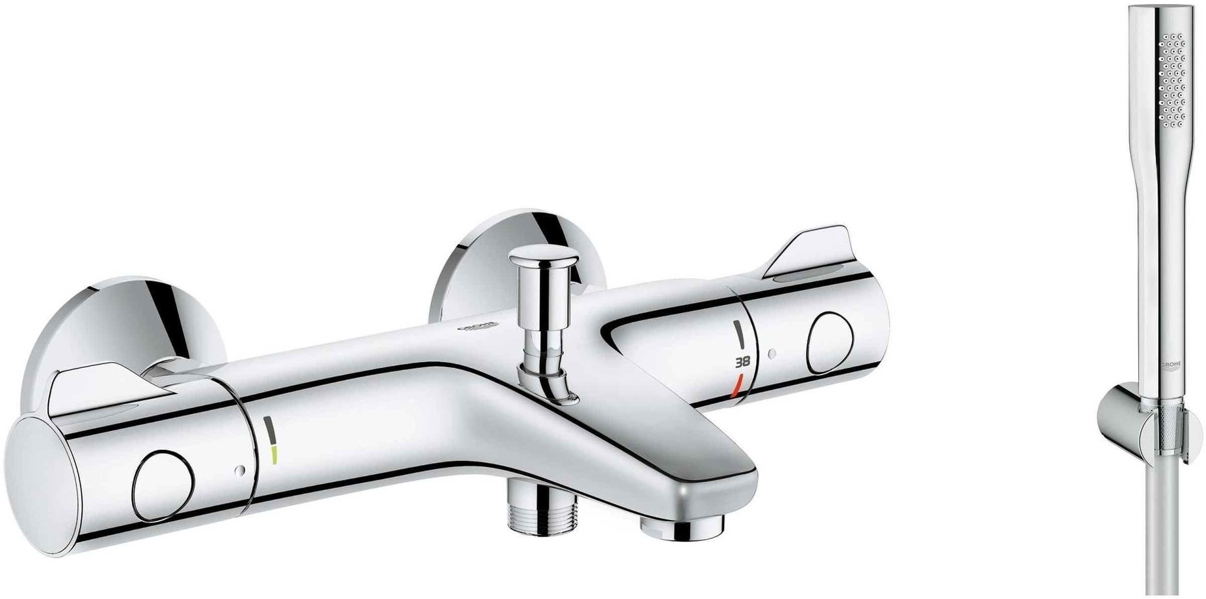 Set Badewannen- und Duscharmatur Grohe Grohtherm 800 34567000, Duschset Grohe Euphoria 27369000
