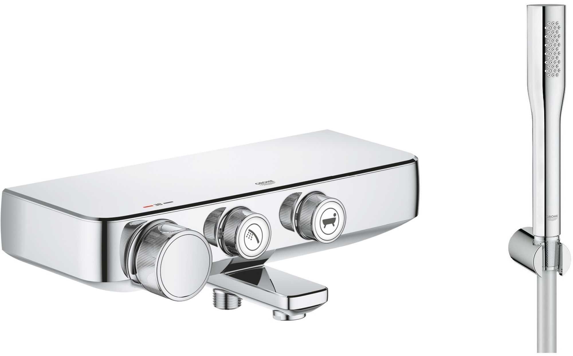 Set Badewannen- und Duscharmatur Grohe Grohtherm SmartControl 34718000, Duschset Grohe Euphoria 27369000