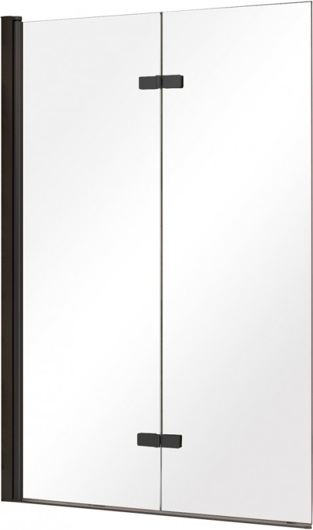 Besco Lumix Badewannenabtrennung 100 cm zweigeteilt schwarz Matte/durchsichtiges Glas PLB-2S