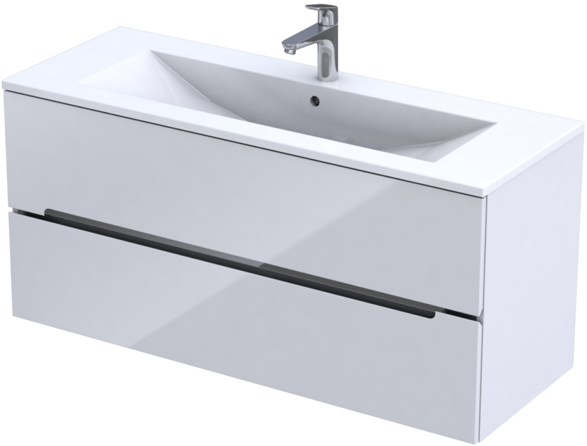 Oristo Silver Kabinett 119.8x44.5x55 cm Unterschrank hängend weiß OR33-SD2S-120-1-C